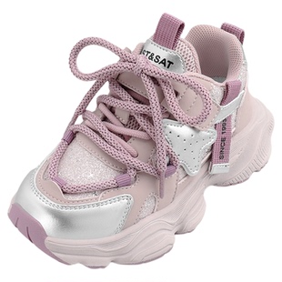 星期六童鞋女童运动老爹鞋秋季新款儿童室外轻便网面透气休闲鞋