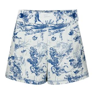 【SALE】【deepmoss】设计感女高腰休闲裤百搭海洋舞会提花短裤