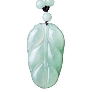 天然缅甸A货翡翠金枝玉叶吊坠冰种叶子玉坠大号女款玉石树叶项链
