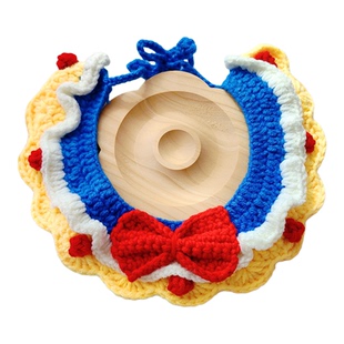 宠物猫咪狗狗帽子露耳朵围脖白雪公主小猫围兜针织套装拍照网红