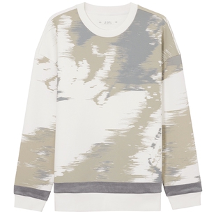 JDV奥莱旗舰店秋冬折扣新品米色印花休闲卫衣宽松圆领上衣WST3378