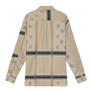 424 25春夏 复古美式星星条纹印花开襟高街翻领衬衫安乾镐同款