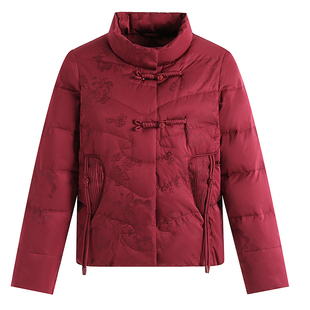 恒源祥集团FAZEYA妈妈羽绒服奶奶短款老太太白鸭绒女小个子冬外套