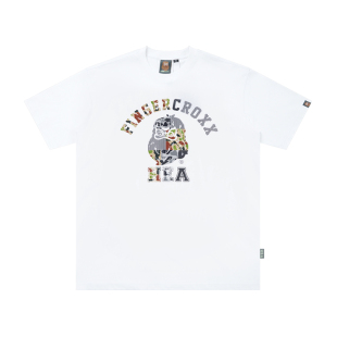 HEA x i.t fingercroxx国潮醒狮迷彩拼接短袖T恤男女同款夏情侣衫