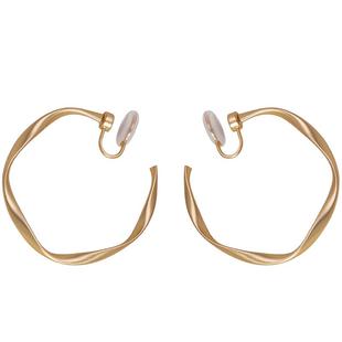 简约扭曲C形大圈可晃动蚊香盘耳夹无耳洞一体式欧美耳钉女耳饰