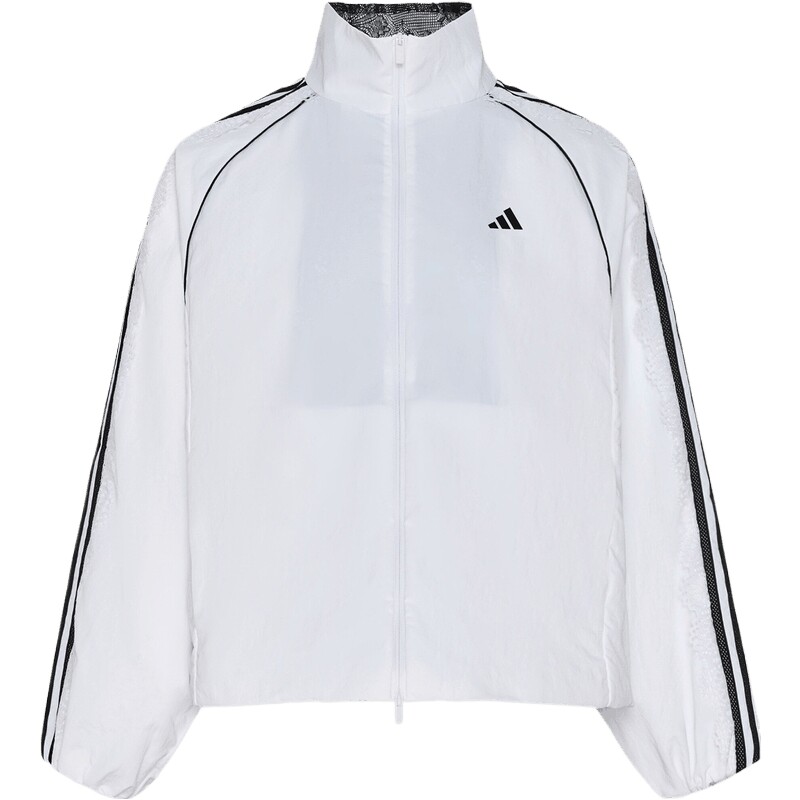 adidas阿迪达斯女子三条纹舞动系列蕾丝花边休闲夹克外套LE7041