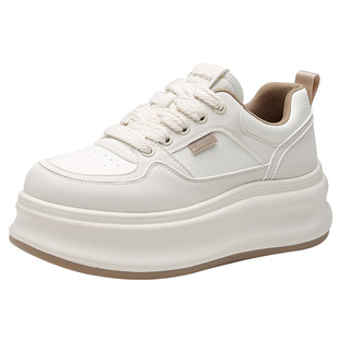 大东2026春季新款女鞋时尚休闲厚底板鞋增高系带平底高跟运动鞋