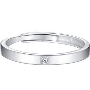 潮宏基s925银情侣对戒银饰戒指戒圈手饰蝴蝶结男女时尚生日礼物