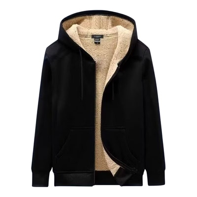 秋冬季加绒加厚羊羔绒开衫卫衣