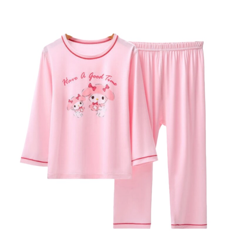 女儿童莫代尔卡通家居服睡衣套装