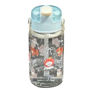 便携式玻璃水杯女高颜值耐热防爆耐高温玻璃杯食品级手提水杯吸管