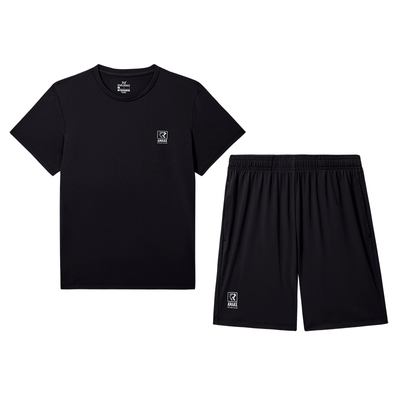 361运动套装男2024夏季跑步T恤健身速干短裤两件套男子训练运动服