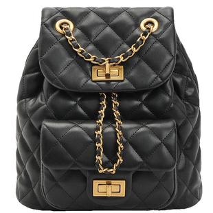 百丽包包女款经典小香风背包通勤黑色质感轻便链条双肩包X7046CX4