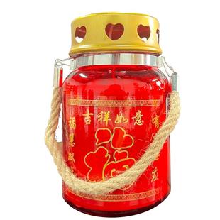 户外防风防雨酥油灯7天玻璃蜡烛多字样选手提挂无烟照明应急蜡烛