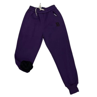 冬季新款纯棉女士休闲裤加绒加厚抗寒保暖卫裤高腰刺绣束脚哈伦裤