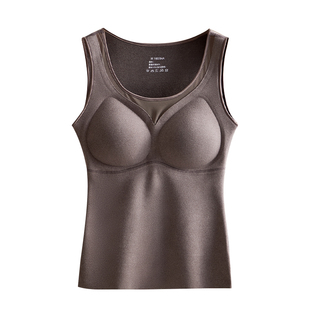 芬腾保暖背心女款带胸垫秋冬季石墨烯加绒德绒发热胸罩一体式内衣
