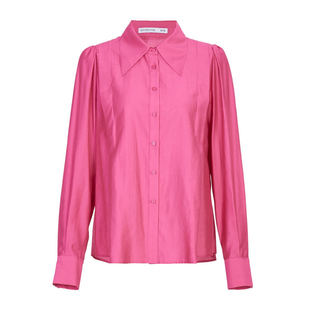 婉甸2025玫红长袖衬衫优雅风H型灯笼袖1241S05DYA