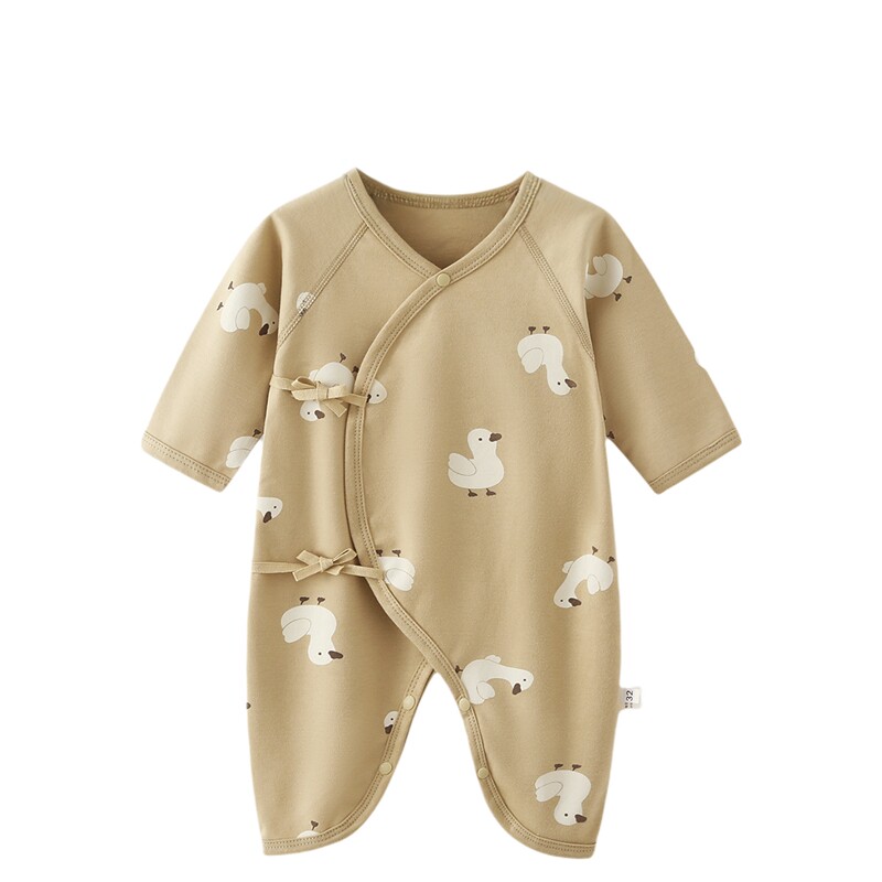 新生婴儿儿衣服0-6月连体衣春秋款宝宝纯棉和尚服长袖蝴蝶衣睡衣