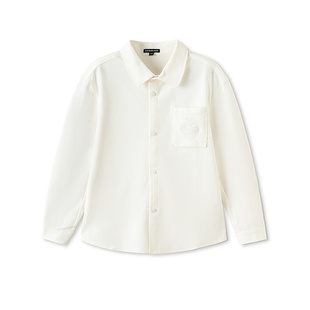 巴拉巴拉童装儿童长袖衬衫男童春装中大童上衣绣花精致纯色百搭