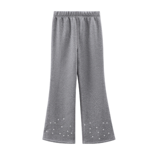 女童秋冬新款韩系洋气喇叭裤中大童加绒加厚薄绒儿童喇叭阔腿裤子