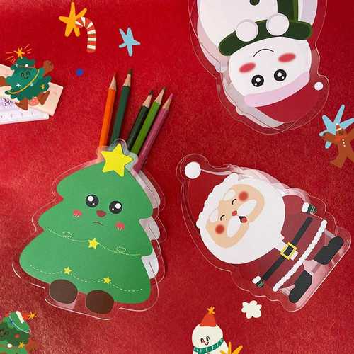 亚克力笔筒创意圣诞礼品可爱学生化妆刷收纳笔筒桶收纳盒文具桌面