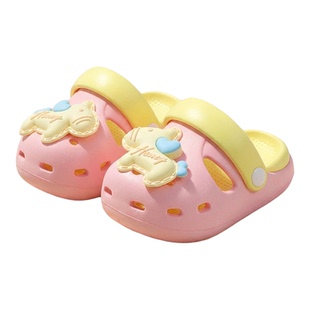 婧麒儿童洞洞鞋夏季新款男童女孩室内户外软底防滑eva卡通凉拖鞋
