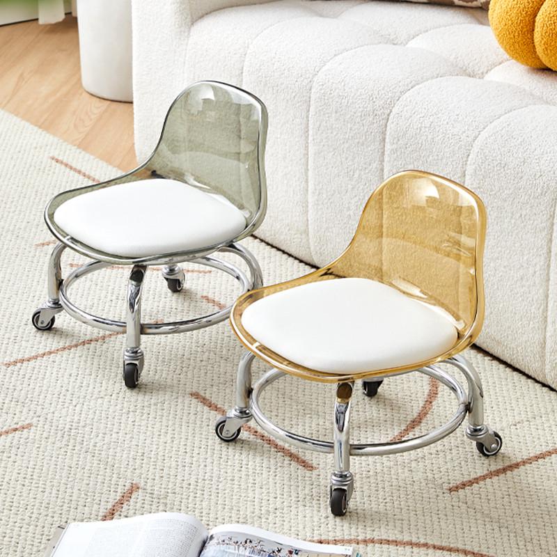 亚克力小凳子滑轮矮凳万向轮静音小椅子家用儿童学步可移动靠背椅