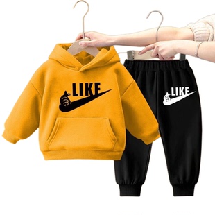 儿童秋冬装季套装男女童连帽卫衣冬季加绒加厚宝宝休闲运动两件套