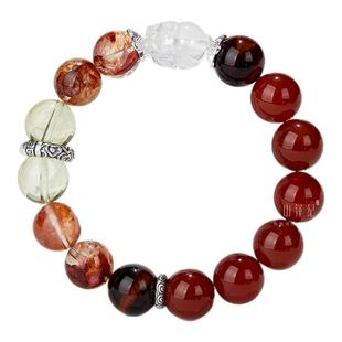 本命年马年天然红玛瑙红虎眼貔貅招财水晶手链五行补火土男女手串