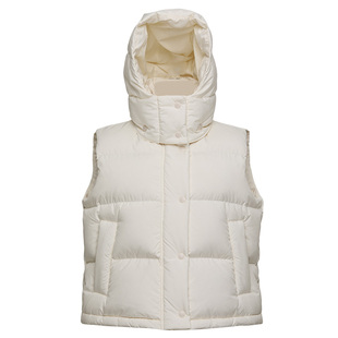 运动羽绒马甲女跑步轻薄鹅绒保暖健身外套冬季连帽防风面包服背心