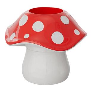 卡通蘑菇收纳盒桌面学生办公室文具笔筒可爱创意化妆刷收纳筒神器