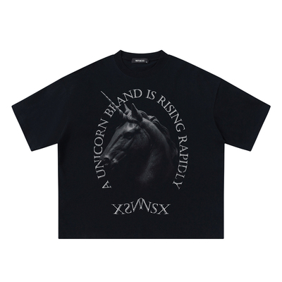独角兽马首马年boxy短宽t恤