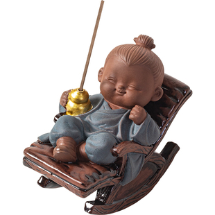 萌趣摇摇椅逍遥小道士线香炉创意香插香座禅意茶室檀香香薰炉摆件