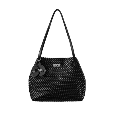 香槟金编织水桶包大容量托特包