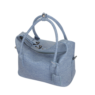 简着 /原创 托尔因特 牛仔纹蓝手提盒子包皮带装饰斜挎包波士顿包