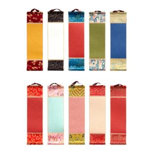 六品堂楮皮笺迷你小卷轴宣纸书法锦布小挂轴半生熟毛笔字书法作品纸蜡染空白画轴古风字画创作挂画挂件免装裱