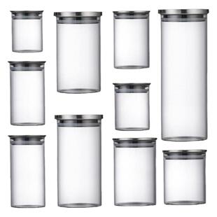 厨房防潮玻璃密封罐冰箱食品级玻璃储物罐不锈钢盖子玻璃收纳瓶