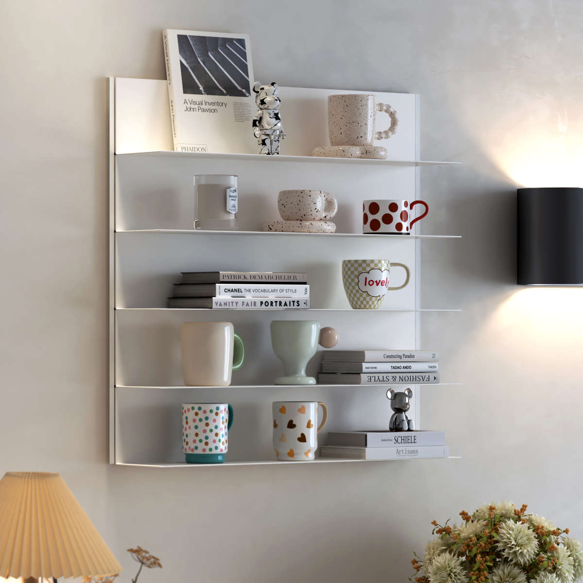 墙上隐形书架壁挂杯架中古轨道置物架自由组合一字隔板铁艺陈列架