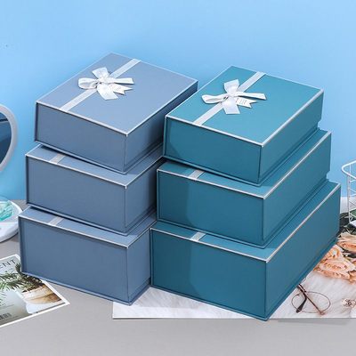 大号送礼翻盖式磁吸三件套盒精美礼盒套礼品盒艺术多彩纸触感