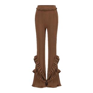 ORA GENESIS2025年冬季新品时尚荷叶边针织裤