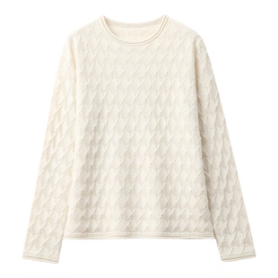 26新~贵妇优雅【菱形金银丝提花全羊绒/高260G】气质百搭针织套衫