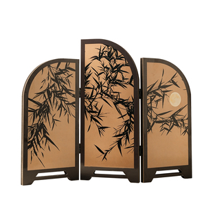 贝汉美中古风墨竹小屏风摆件新中式茶桌客厅玄关装饰品乔迁礼物