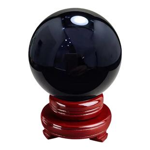 天然黑曜石球黑水晶球摆件原石黑色球纯手工打磨办公玄关家居保真