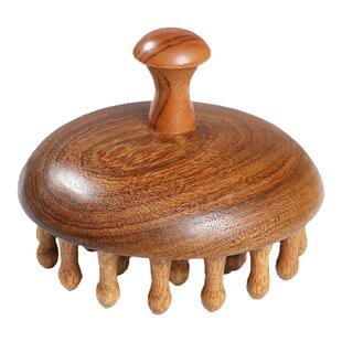 天然檀木圆盘指环梳钉钉梳按摩梳头皮头部经络头疗洗头刷便携梳子