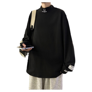 迈特优半高领卫衣男士春秋季2025新款长袖t恤内搭秋冬德绒打底衫