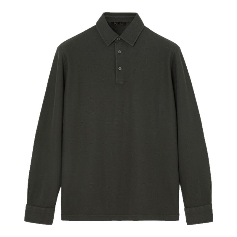 LoroPiana/诺悠翩雅男士T恤蜂窝棉质长袖Polo衫百搭动感潮新款