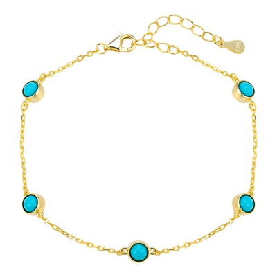 KREAM 925银镀金绿松元素手链男嘻哈女欧美潮流高级感百搭时尚