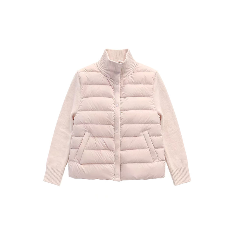 90%绒子针织拼接羽绒服女