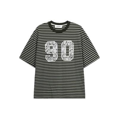 ANNENONO设计师品牌25夏90蕾丝图案数字印花条纹T恤SOLSOL买手店