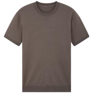 MB MindBridge男士纯色圆领短袖夏季莱赛尔宽松T恤简约休闲针织衫